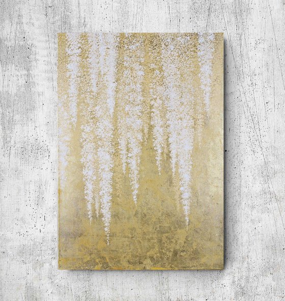 "White Wisteria 2" Abstract white flower art