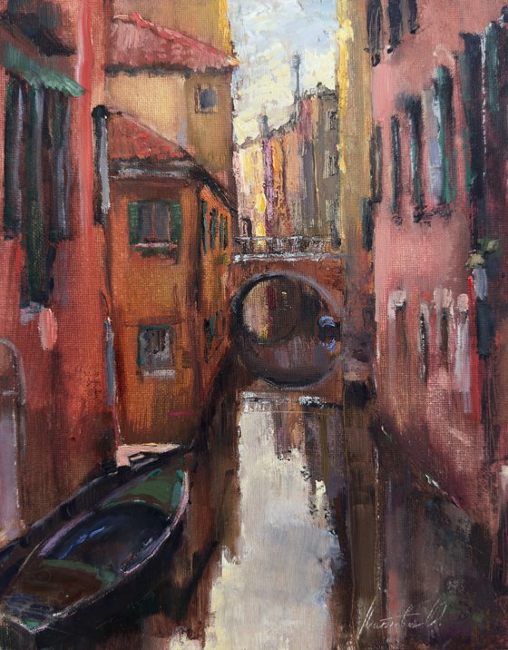 Landscape. Pink Street of Venice