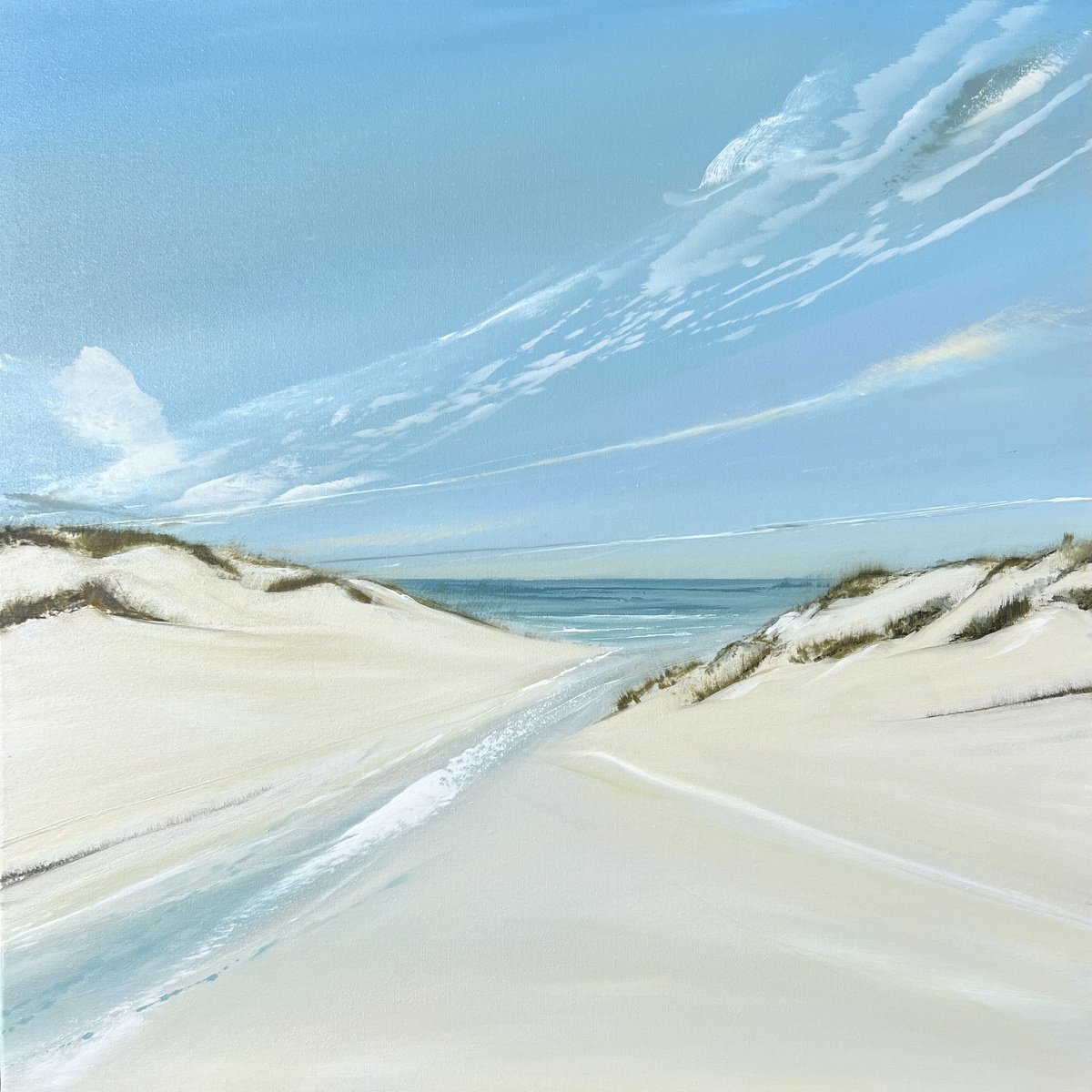 Impressionistic Landscape Oil Painting By Jane Skingley, 21 X 21, View Through The Dunes, Original Artwork