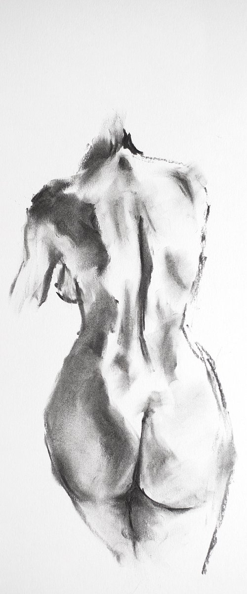 Nude in charcoal. 15. Black and white minimalistic female girl beauty body positive by Sasha Romm