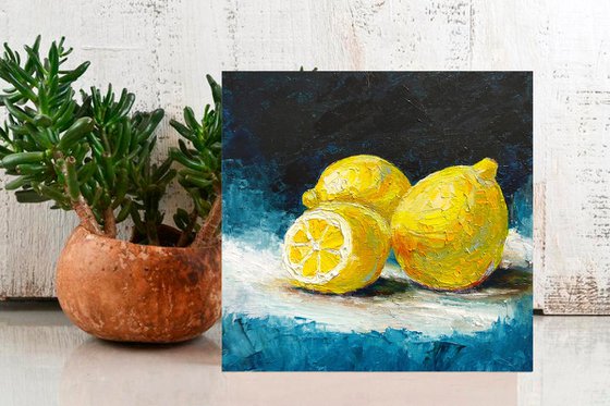 Still life of three lemons