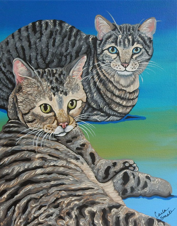 Custom Two 2 Pet Portrait Dog Cat Bird Original Artfinder