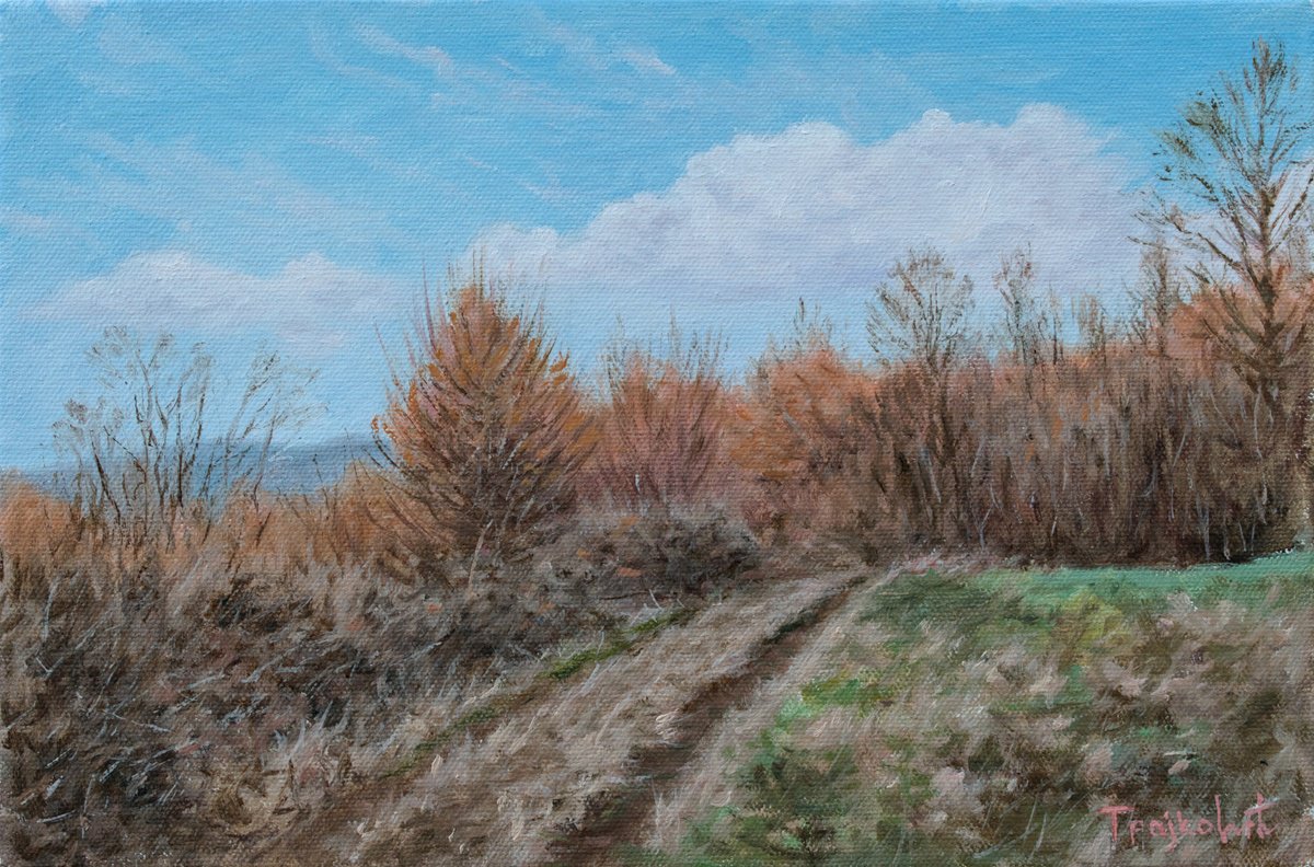 Impressionistic Landscape Oil Painting By Dejan Trajkovic, 12 X 8, Falcon Hill, Original Artwork