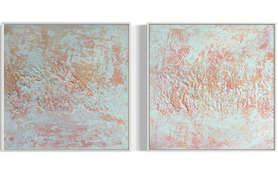 Spring love diptych painting