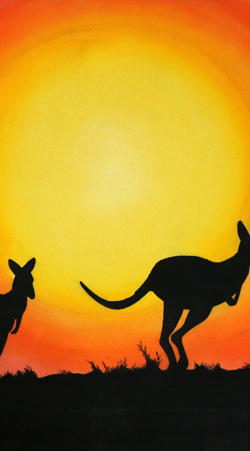 kangaroos at sunset by Sabrina Spreafico