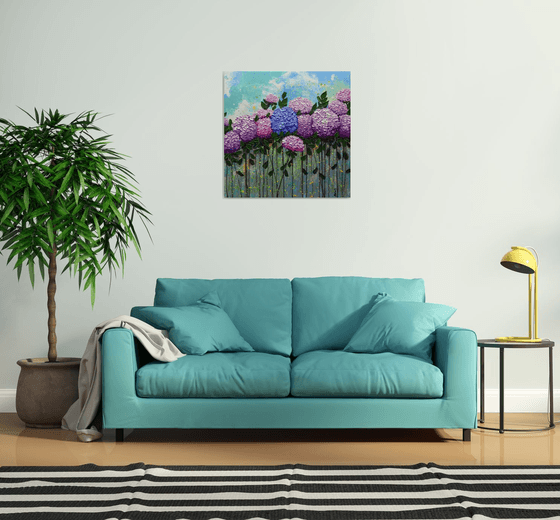 Hydrangeas Large Original Abstract Impasto Painting