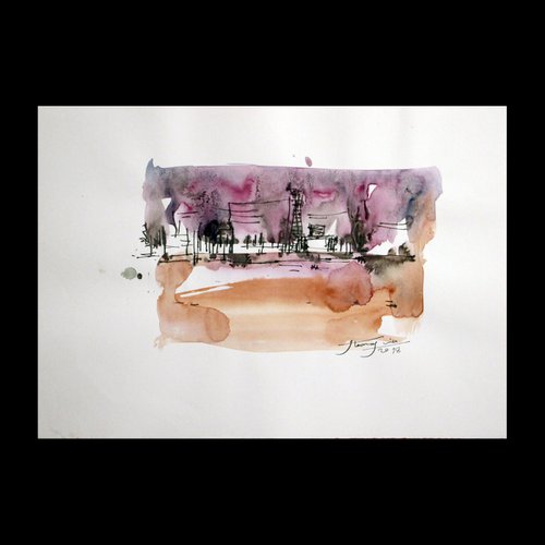 SMALL ABSTRACT LANDSCAPES 20, Watecolor and ink on Paper, 40 x 30 by Jamaleddin Toomajnia