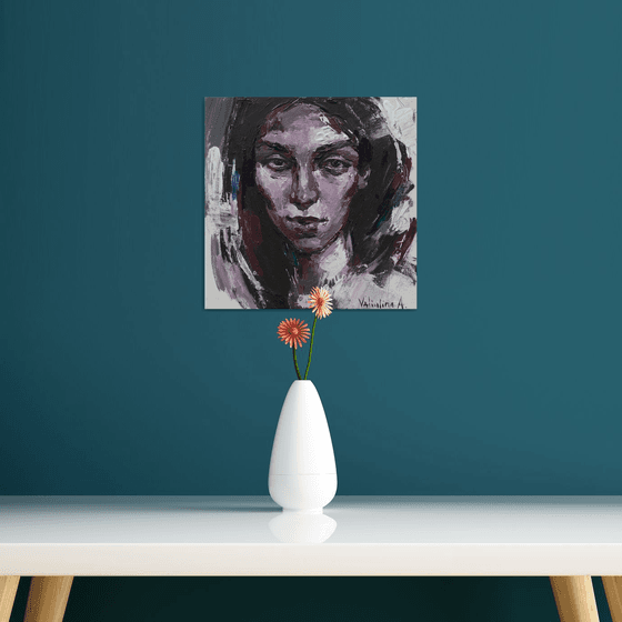 Abstract girl portrait Original acrylic painting