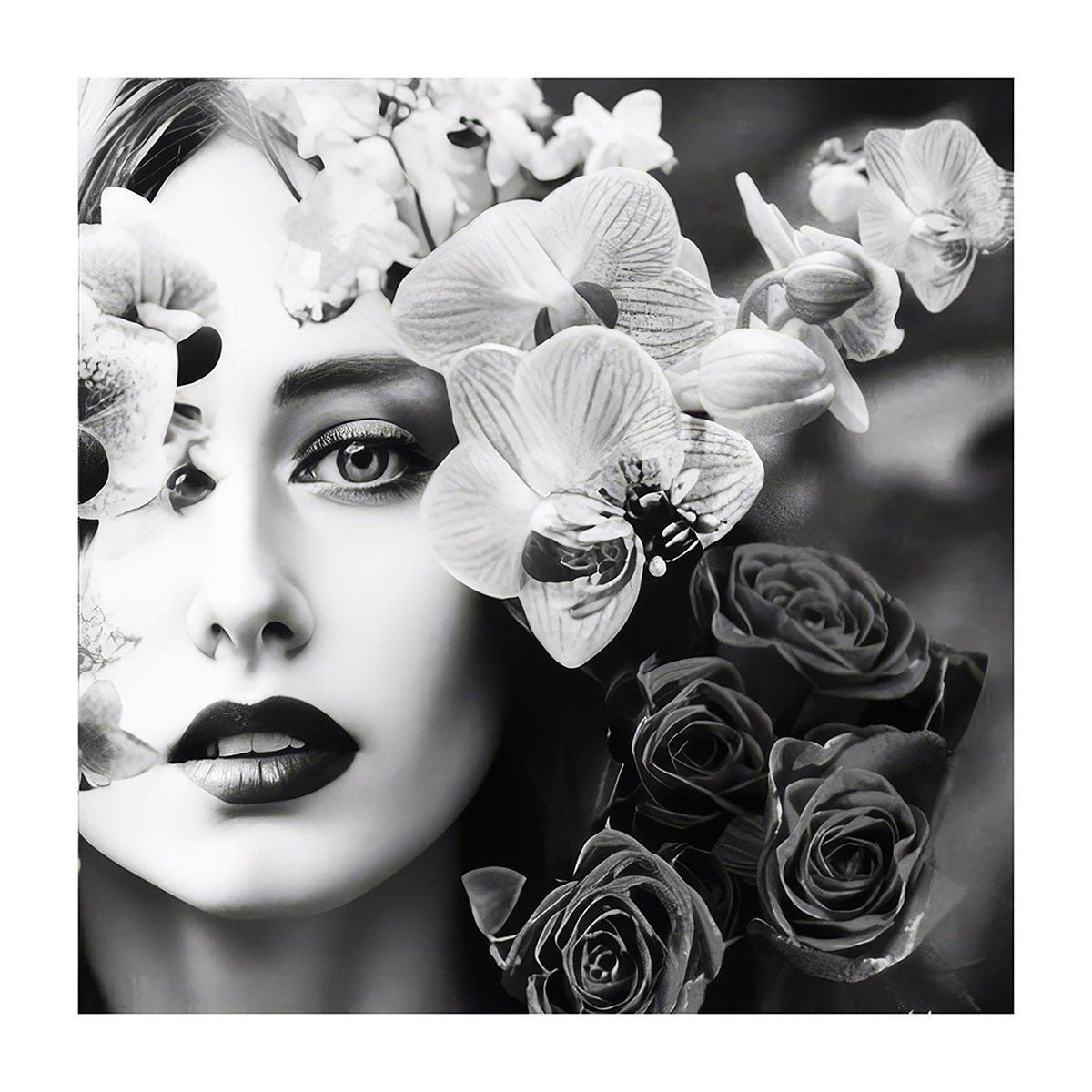 Surrealistic Portrait Photograph By Carmelita Iezzi, 20 X 20, Flower Girl, Original Artwork
