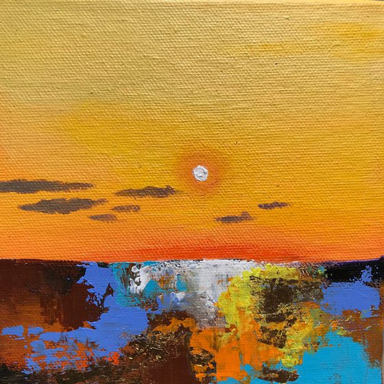 Gold !! Abstract Landscape !! Small Painting !! Mini Painting !!