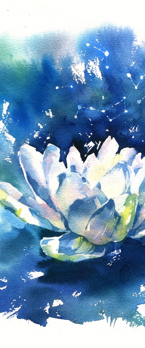 Original watercolor painting "Lotus - the flower of life" by Ksenia Selianko