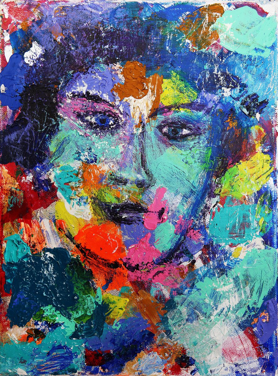 Impressionistic Portrait Acrylic Painting By Denys Kuvaiev, 12 X 16, Portrait Of The Unknown, Original Artwork