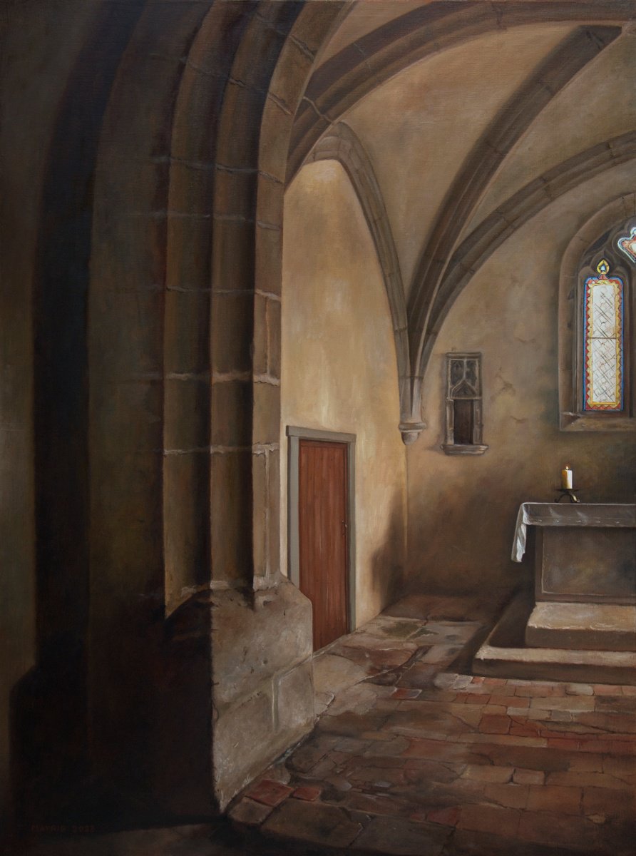 Photorealistic Cityscapes Oil Painting By Mayrig Simonjan, 24 X 31", Be Still, Original Artwork