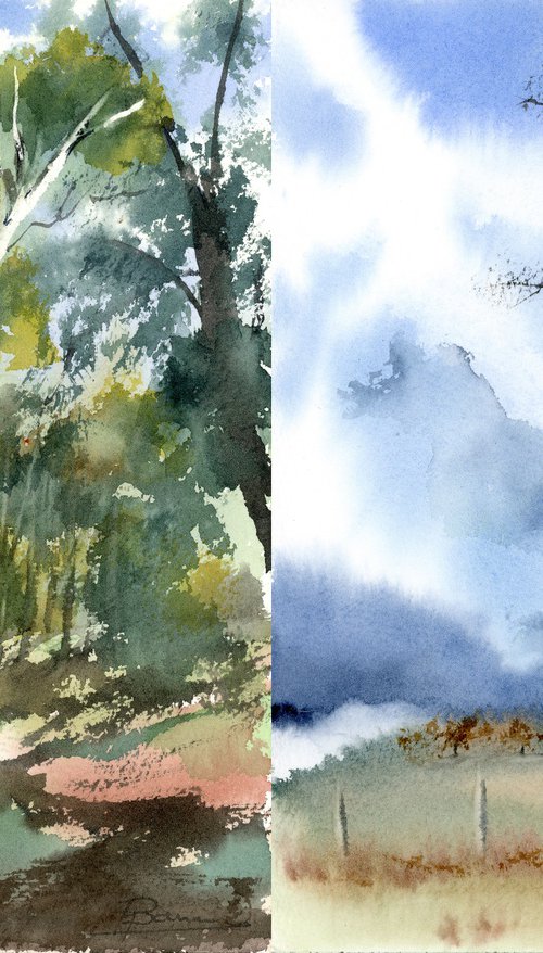 Forest Moments - Diptych by Olga Tchefranov (Shefranov)