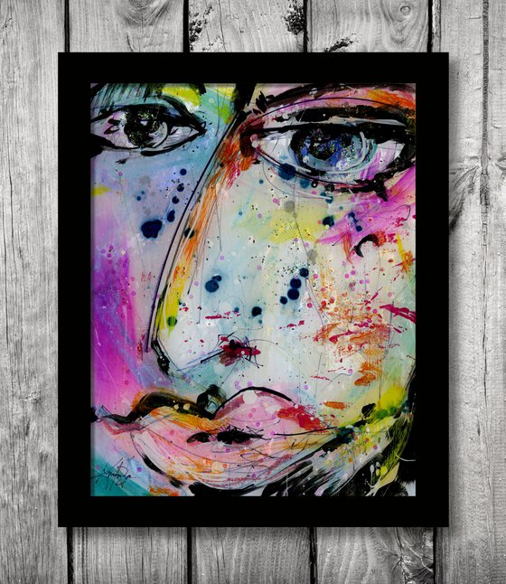 Funky Face Love 23 - Mixed Media Art by Kathy Morton Stanion