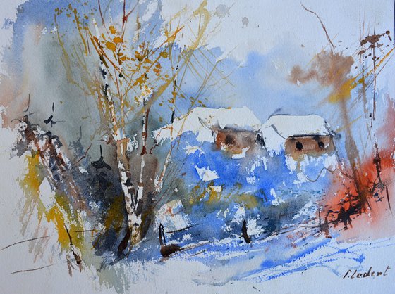 Winter houses  - watercolor