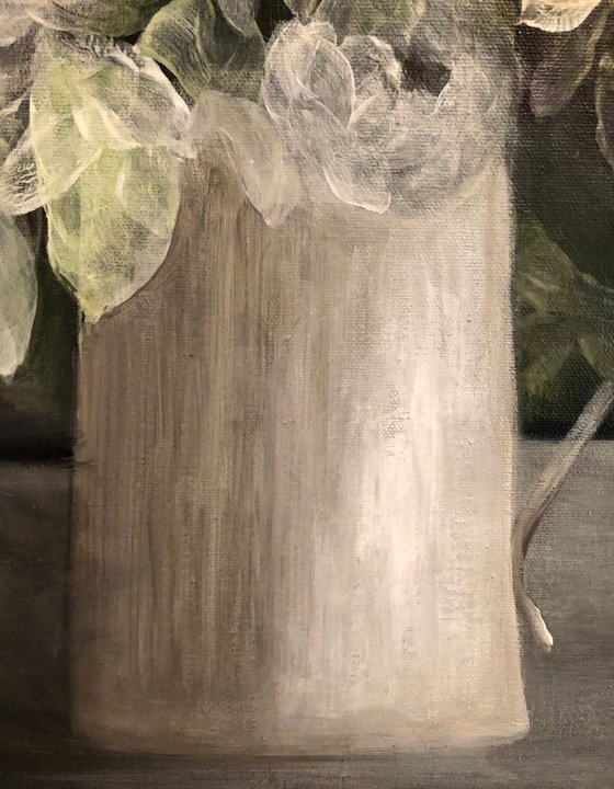 Vintage Paper Roses in Pitcher