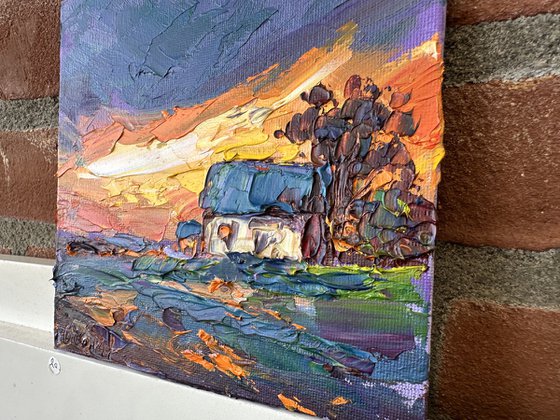 Sunset over the house