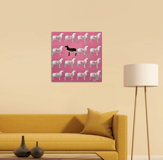 The Black Sheep - Pink 61cm x 61cm