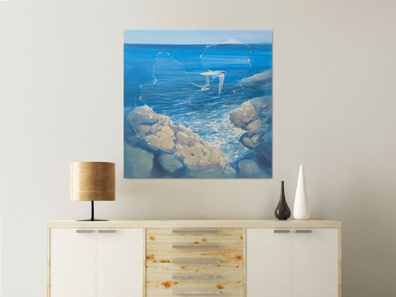 Enchanted, a blue seascape with birds