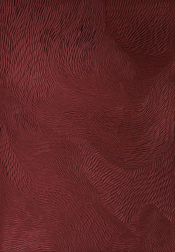 "Burgundy Fluency 5" Burgundy textured art