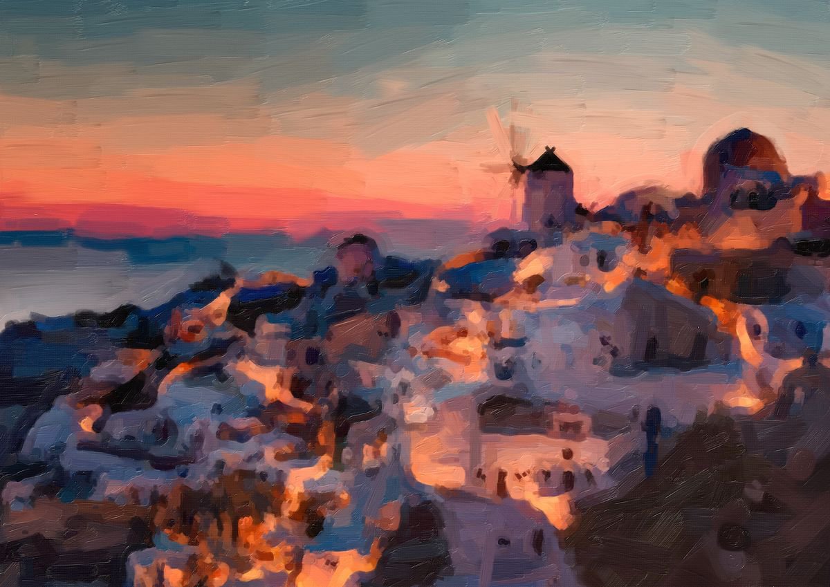 Santorini - sunset by Peter Moderdovsky