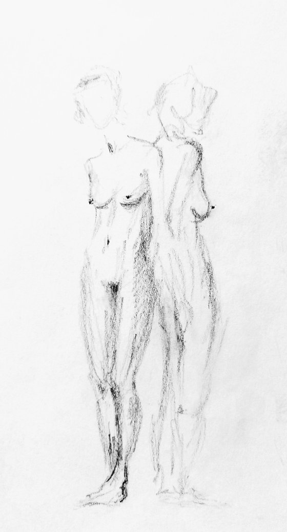 Nudes. Erotic pencil drawing