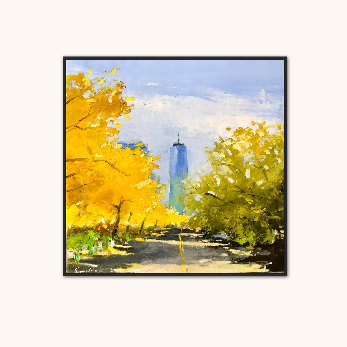 New York painting, fall in NY , gift art by Volodymyr Smoliak