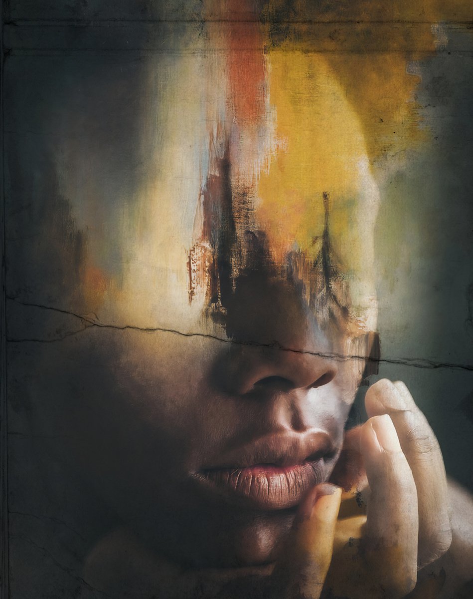 Art Color Face Vol. 17 - Yellow smoke. Art portrait on canvas by Elmira Namazova