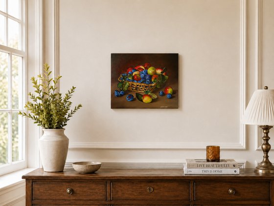 Basket of Apples and Plums