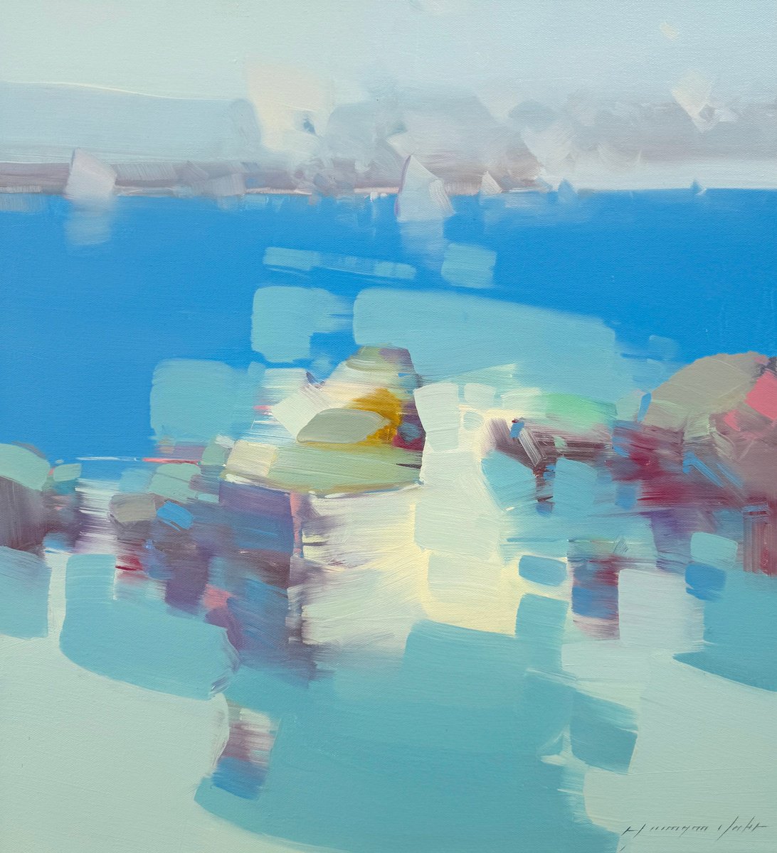 Impressionistic Landscape Oil Painting By Vahe Yeremyan, 22 X 24", Canoe, Original Artwork