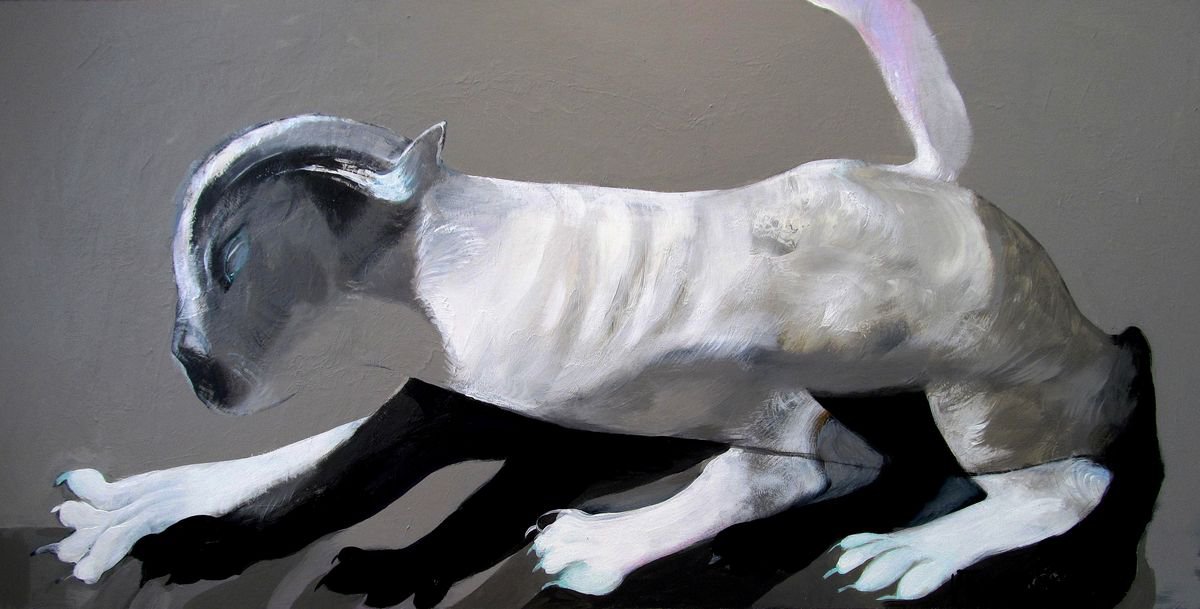 Impressionistic Animal Acrylic Painting By Victor Tkachenko, 48 X 24", Scout, Original Artwork