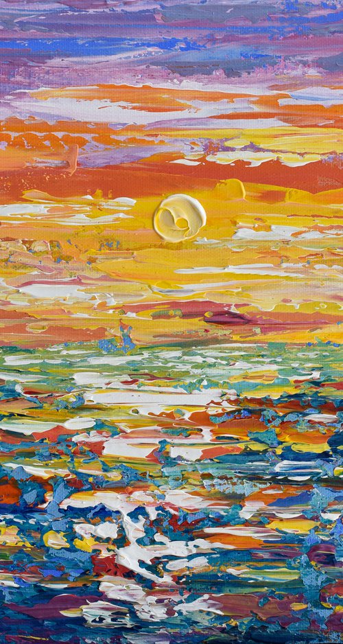 Sunset - Colorful Palette knife Painting on Canvas by Olga Tkachyk