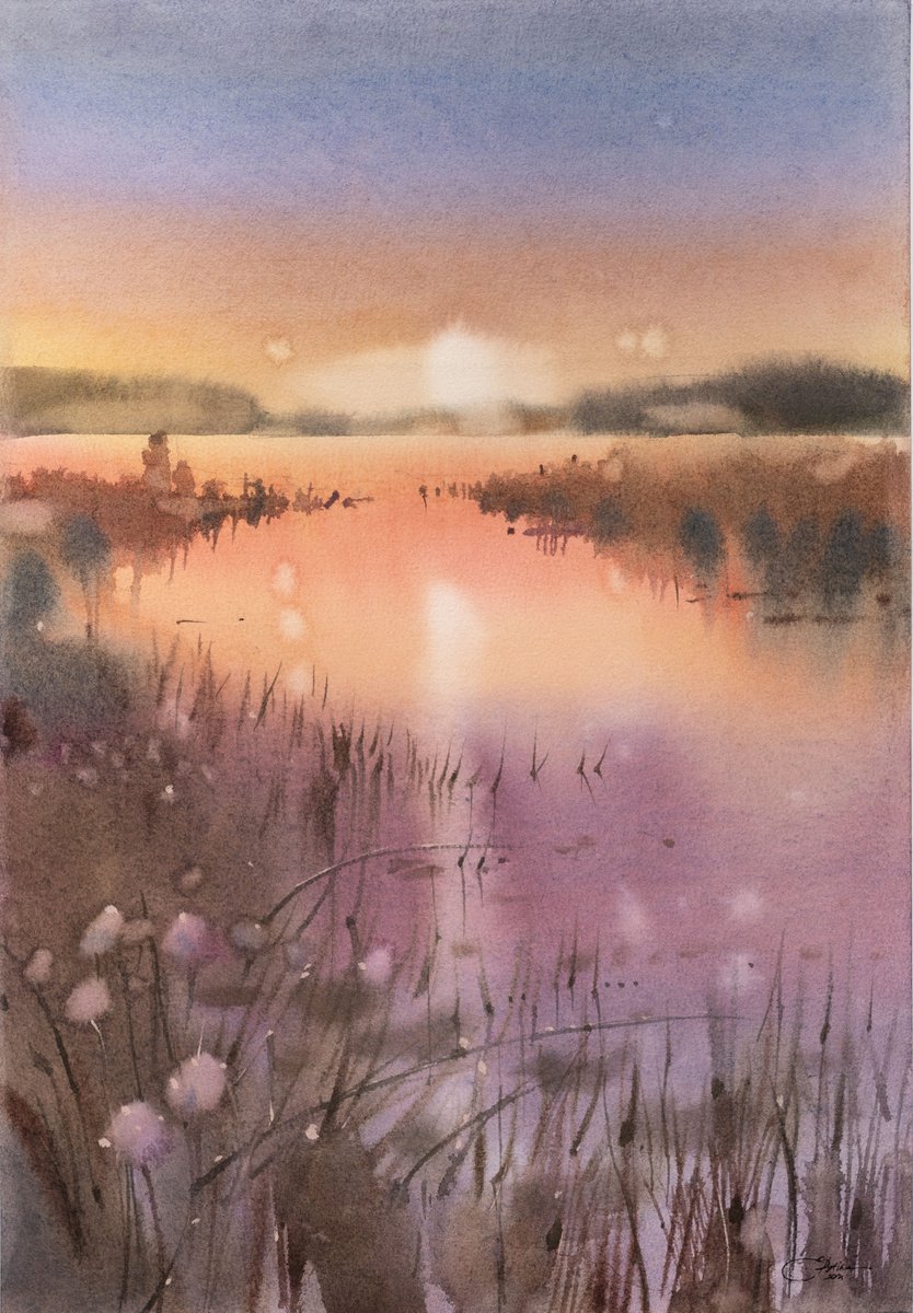 Lake at sunset by Ekaterina Pytina