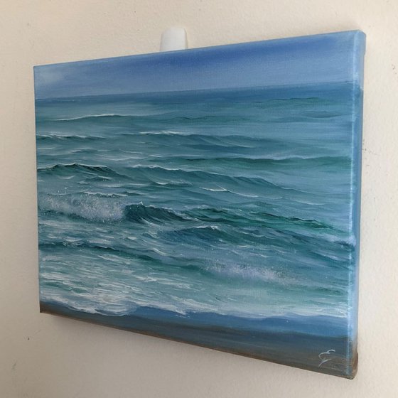 Windy Day, plein air ocean oil painting by Eva Volf
