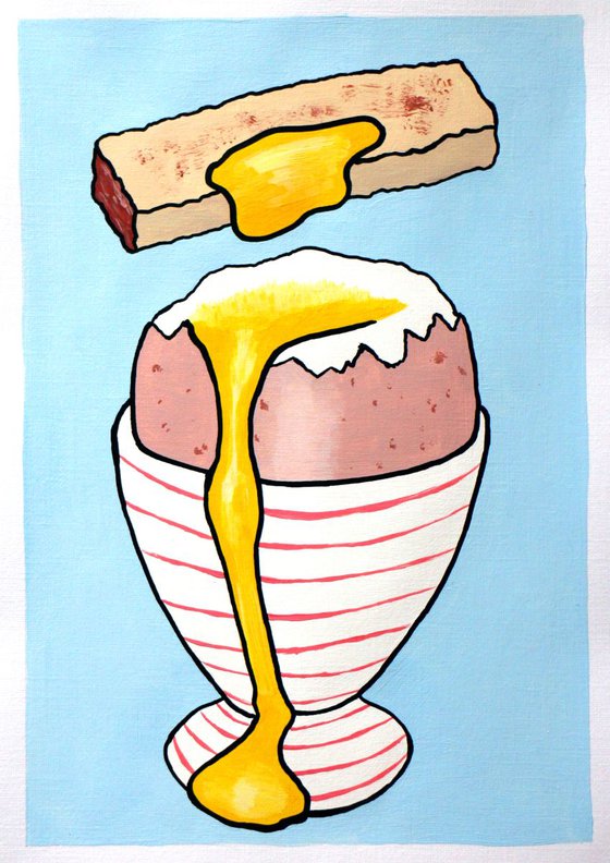 Boiled Egg And Soldier Pop Art Painting On A4 Paper