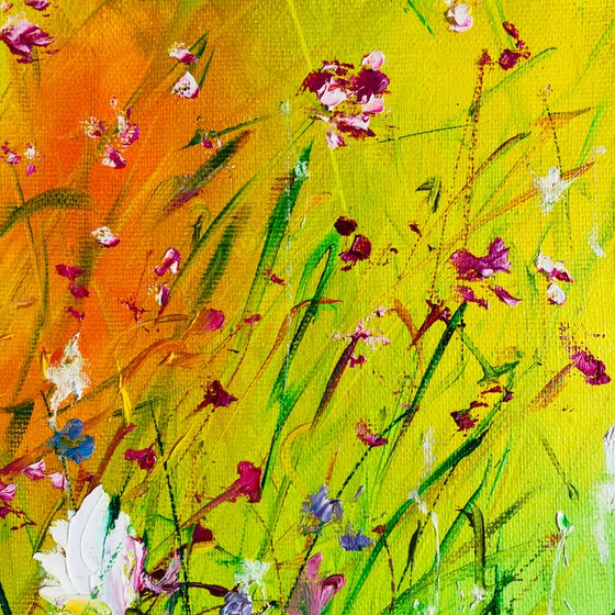 MOTLEY GRASS - Bright flowers. Summer. Abstract landscape. Blooming meadow. Field flowers. Herbs. Spring magic.