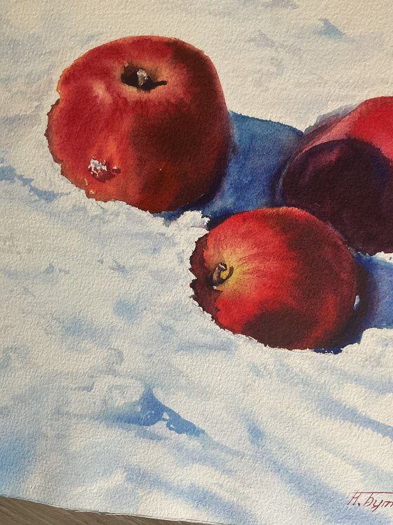 Apples in snow