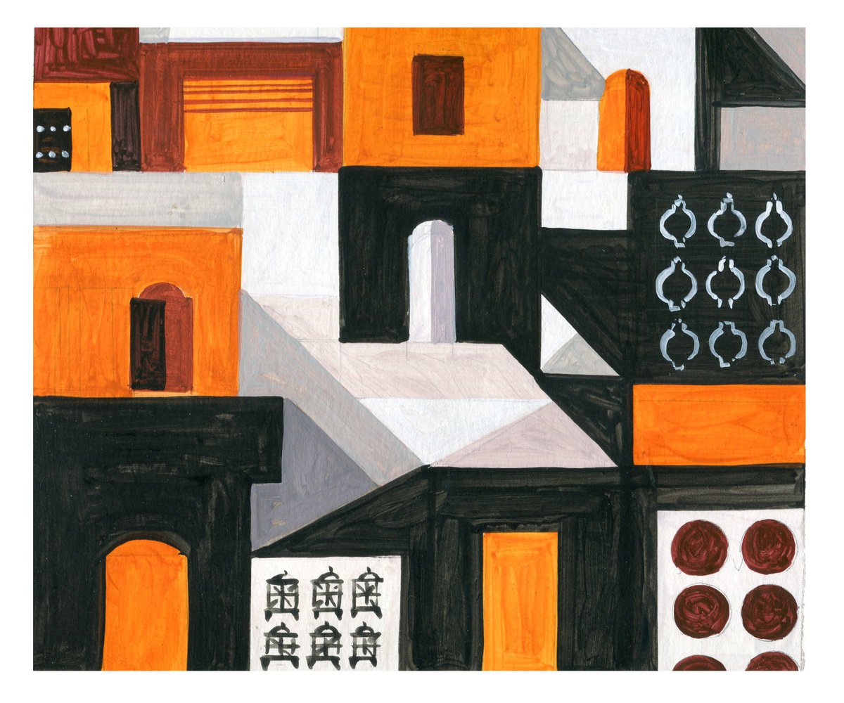 Graphic Acrylic Painting , Marrakesh-02 By Andre Baldet, 11 X 9, Artwork For Sale On Artfinder