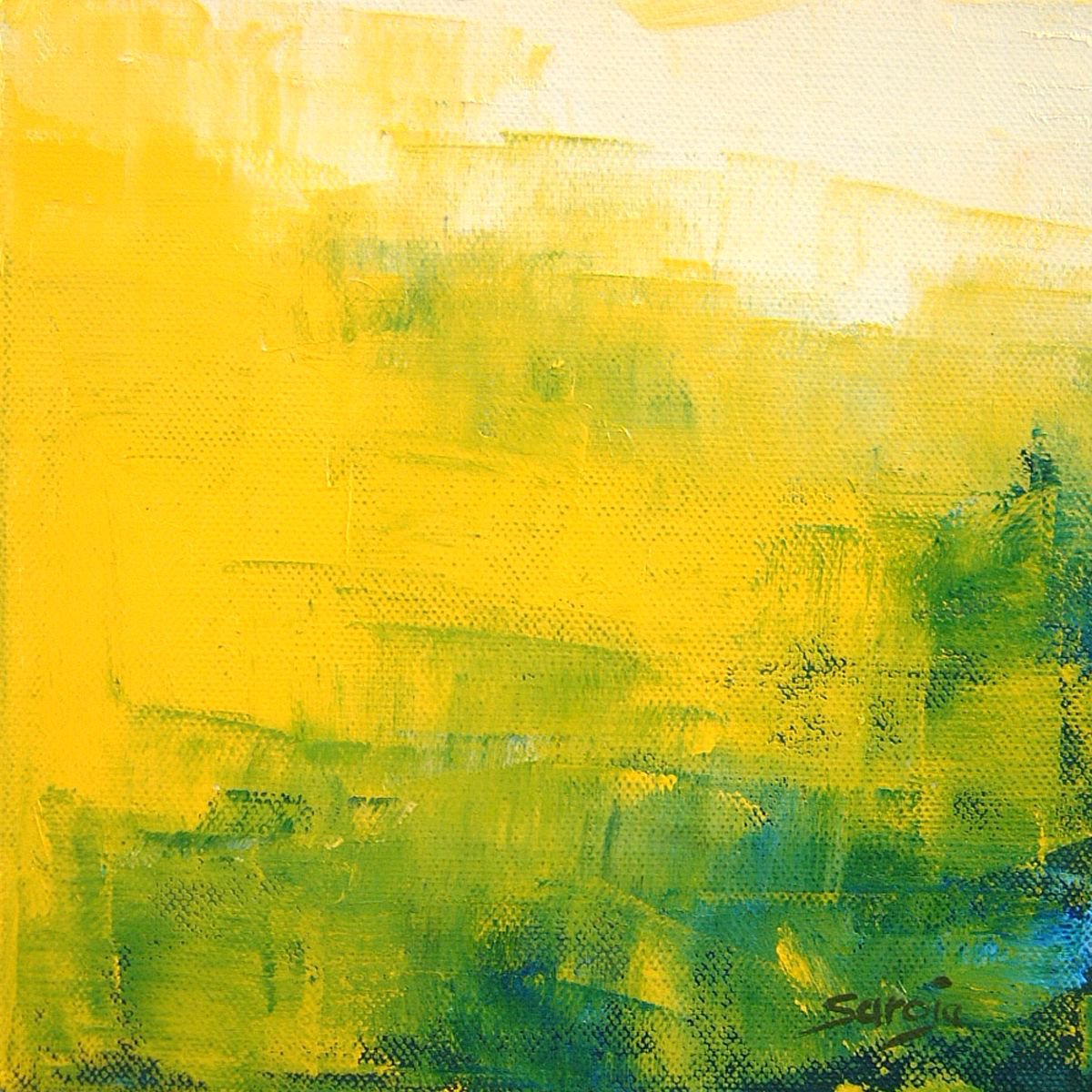 Yellow-Green (Ref#:1069-20Q) By Saroja Van Der Stegen, 9 X 9, Artwork For Sale On Artfinder