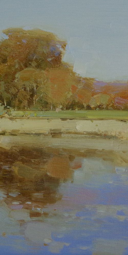 Reflection, Landscape oil painting, Handmade artwork, by Vahe Yeremyan