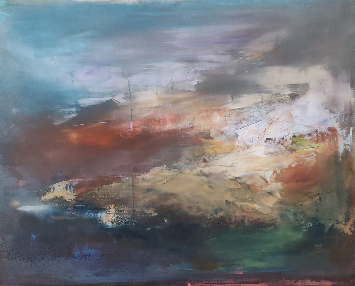 Expressive Abstract Acrylic Painting By Viktoria Shvoren, 39 X 31", Minor, Original Artwork