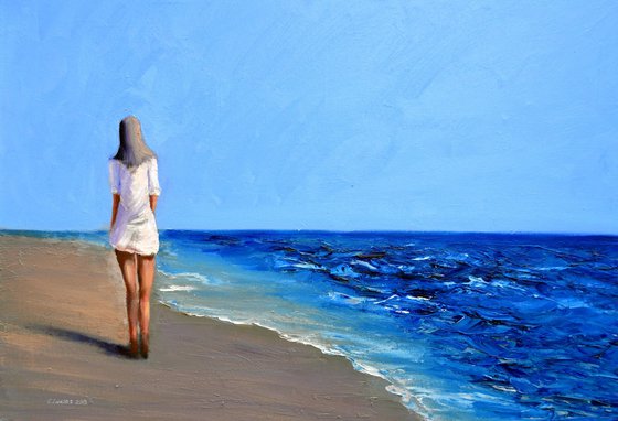 Walking along the sea