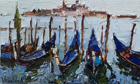 Venice gondolas Original oil painting