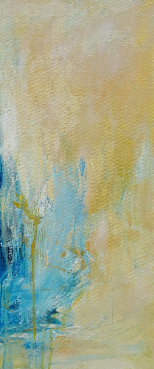 Blue and Gold Abstract Landscape Painting #1. Modern Art by Sveta Osborne