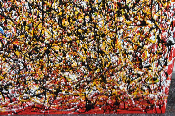 Intense Passion in Red Range - Tribute a Jackson Pollock