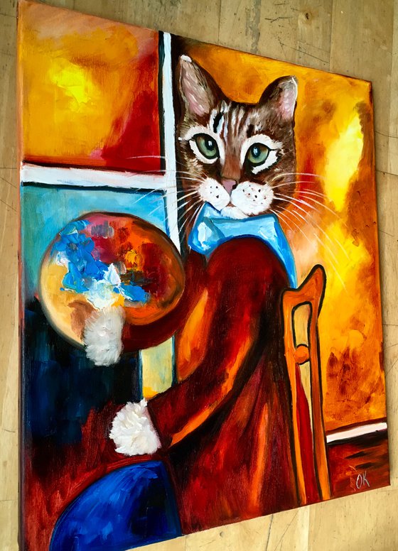 Troy The Cat #3 artist inspired by self-portrait of Amedeo Clemente Modigliani