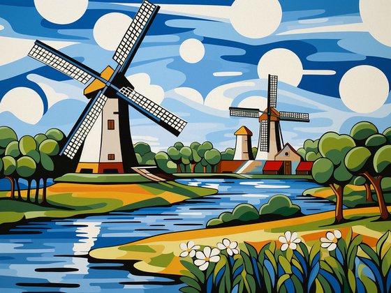 River with windmills