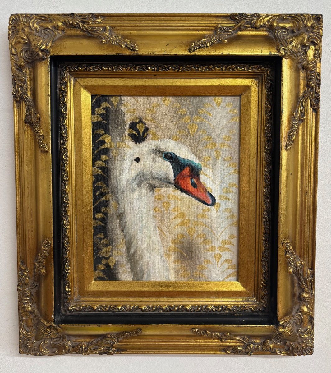 Expressive Animal Painting By Charlotte Gerrard, 15 X 17, Swan, Original Artwork
