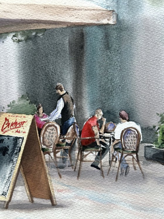 Under a pink chestnut tree